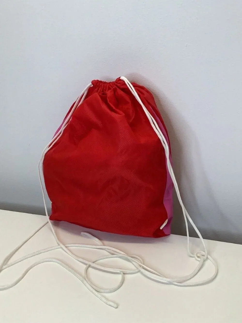 Jansport Red & Pink Vintage Drawstring Bag, Used
